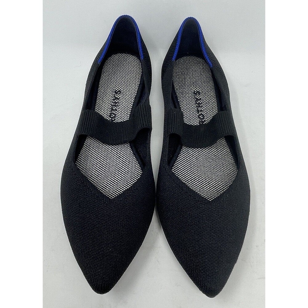 Rothy's The Mary Jane Black Pointed Toe Flats Mary Jane Elastic Strap Size 10